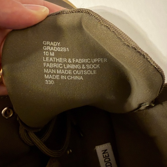 Steve Madden Olive and Tan Combat Boots - Picture 2 of 5